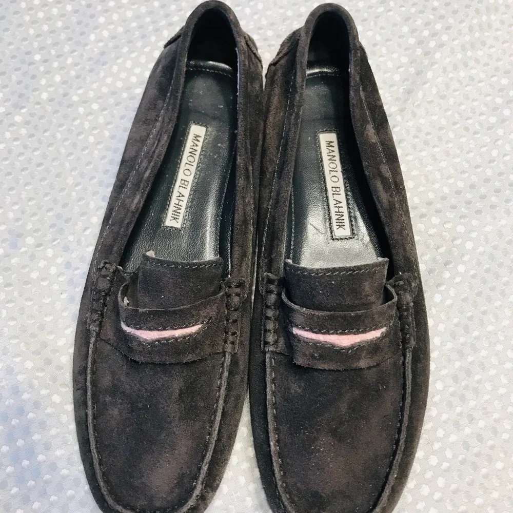 Manolo blahnik Suede‎ Driver Loafer Gray/Pink